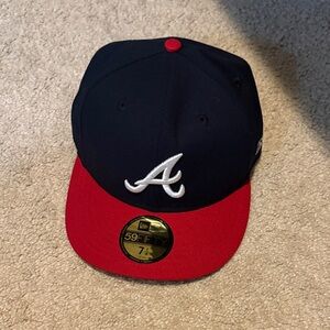 New Era Navy and Red Atlanta Braves Fitted Cap